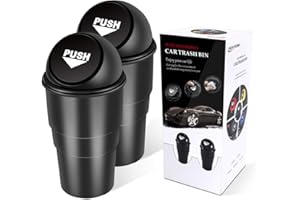 YIOVVOM Auto Mülleimer mit Deckel Universal Handy Abfalleimer für Getränkehalter in der Konsole Mini Mülleimer Auto Mülleimer für Auto Büro Zuhause Set of 2 (Schwarz)
