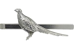 WILLIAM STURT FINE PEWTER Standing Pheasant Tie Clip (Slide/Bar), Pewter, Handcast in England