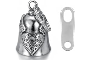 ZEPIQOR Clochette Moto Guardian Ride Bell, Huile Cloche de Moto Cloche de Gardien, Acier Inoxydable Moto en Forme d'ange Gardien à Suspendre, avec Anneau Suspendu, pour Moto Accessoire