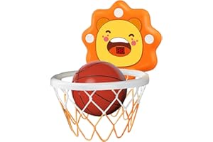 koolbitz Kids Wall Mounted Basketball Hoop Set with Over the Door Wall Mount Hanging Backboard & Mini Basket Ball, Pump, Rim Net, Indoor Bedroom Sports Game Activity Toy Set for Children Ages 3+