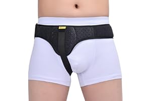 Tenbon Hernia Belt Truss for Men and Women Left or Right Side Supportive Groin Pain with Removable Compression Pads for Pre or Post-Surgical, Femoral, Comfortable Adjustable (Black, L)