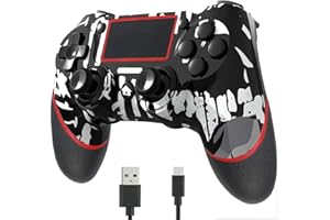 YUYIU Aggiornamento Wireless Controller per Ps4 Remote Plays-tation 4/Slim/Pro/PC, Controllori con Doppio Vibrazione Shock Speaker, Jack per Cuffie Touch Pad Six Axis Motion Control (Scheletro nero)