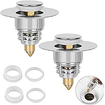 Fuyamp 2 tappi di scarico per lavello, tappo universale per vasca da bagno con catena in acciaio inossidabile e gancio a forma di S, casa (dimensioni da 42 mm a 45 mm, catena da 45 cm