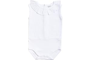 BABIDU Body Neonato Senza Maniche 100% Cotone, Body Neonato in Tessuto Bambula con Collo a Volant, Morbido Traspirante e Ipoallergenico per Pelli Sensibili, Abbigliamento Unisex per Neonato e Bambina