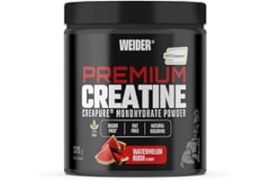 Weider Premium Creatine (375g) Goût Pastèque, Créatine Monohydrate 100% Creapure, Sans Sucre, Vegan, Aide à Augmenter la Performance Physique (75 portions)