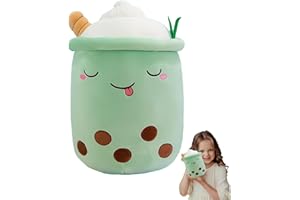 EHIOG Peluche Bubble Tea Doudou, Coussin en Peluche, Oreiller de Tasse de thé, Oreiller de poupée, Cadeau créatif rempli pour Enfants Filles garçons (25cm/9.8inch, Grün)