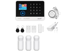 HUXGO, HXA003, Sistema de Alarma inalámbrico WiFi + gsm 4G LTE con 3 sensores de Movimiento, Casa, Oficina, Piso, Garaje, aplicación Tuya Smart, SMS, Control Desde el teléfono, Idioma Español