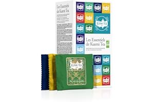 Kusmi Tea - Coffret "Les Essentiels" - Assortiment de Thés Bio - Idée Cadeau Homme et Femme - Thés Noirs, Thés Verts, Detox, Infusions et Maté - 24 Sachets - 8 Recettes Délicieuses