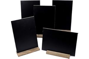 Lavagnette Piccole, Lishang 5 Pezzi Mini Lavagnetta Gesso con Piedistallo Lavagna Segna Menu per Natale Matrimonio Compleanni Ristorante Festa Bar Casa Cucina Numero di Tavolo (Nero A)