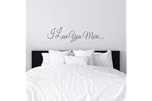VODOE Wall Stickers, Wall Stickers for Bedrooms, (Easy to Install), Wall Decals Bathroom Kitchen Quotes Love Women Inspirational Couples Marriage Life Words Home Art Decor Vinyl, I Love You More 25"X7"