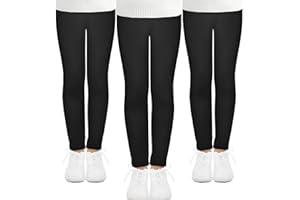 JOCMIC 3 Pack Girls Leggings Full Length Toddler Stretchy Tights Pants 5-14 Years