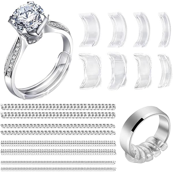 18 Pièces Ajusteur Taille Bague Invisible - Réducteur Silicone Pour Bagues Trop Grandes - 2 Styles 11 Tailles - Homme/Femme