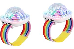‎LANCOON Lancoon Disco Ball Licht, 2er Pack Tragbare Mini Tragbare LED Lampe Nacht Stroboskop Uhr Armband USB Aufladen Sprachgesteuert mit Saugnapf für Kind Party Auto Tanzen DJ Club(Weiß)