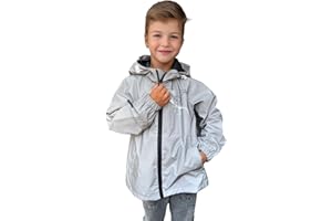 HECKBO kurtka przeciwdeszczowa i wiatroszczelna dla chłopców z motywem dinozaura – materiał odblaskowy – wiek 3–6 lat – wodoodporna i wiatroszczelna