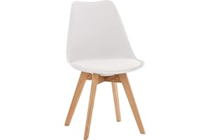 CLP Chaise de Salle à Manger Linares Plastique I Tissu I Velours I Velours côtelé I Fauteuil avec Structure en Bois, Couleur:Blanc, Matériel:Plastique