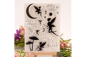 Uteruik - Timbro in silicone trasparente per goffratura, motivo fata, timbro trasparente per fai da te, scrapbooking, album fotografici, quaderni, biglietti, artigianato artistico