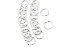 BIITFUU 20 szt. metalowe zawiasy pierścienie segregator luźne liście metalowe pierścienie na książki z niklowanym do albumu scrapbookingu (25 mm)