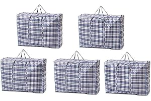 Anikees 5 Pack Extra Large Jumbo Zipped Storage Bags (100x60x28cm) – Strong, Reusable Laundry & Storage Bags for Clothes, Bedding & More