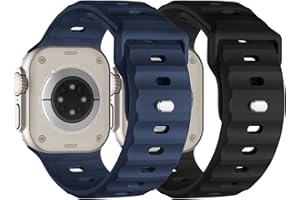Suitisbest Zestaw 2 pasków zegarkowych, kompatybilność z Apple Watch Ultra 2 / Ultra 49 / 44 / 45 / 42 mm, regulowany silikonowy pasek, metalowy zatrzask, iWatch Series 9, SE, 8, 7, 6, 5, 4, męski