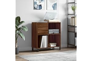 prissent Mobile Porta Dischi 84,5x38x89 cm Legno Multistrato Scaffale Porta CD Libreria Stretta Mobile TV Soggiorno Mobile Basso Libreria Legno Mobile Porta CD Porta Dischi Vinile Rovere Marrone