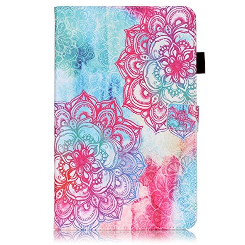 Galaxy Tab A 10.1 Hülle,Galaxy Tab A 10.1 Zoll 2016 T580N Lederhülle Flip Wallet Case,Galaxy Tab A 10.1 PU Leder Standplatz Fall Hülle Case,Ekakashop Bunt Rote Blume Muster Bookstyle Folio Schale Weichen Silikon Schutzhülle Klapptasche Etui Magnetverschluß mit Standfunktion Kartenfächer für Samsung Galaxy Tab A 10.1 Zoll 2016 T580N + 1x Kostenlos Ständer (Farbe zufällig) - 2