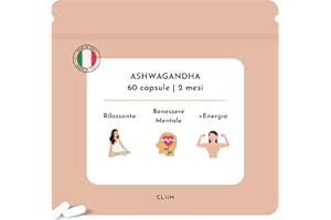 CLIIN Ashwagandha capsule bio, L Ashwagandha integratore alimentare Made in Italy, 60 compresse, Potere Super Rilassante, Migliora Benessere Mentale, Booster Energizzante
