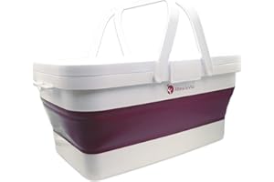Altera la Vita Cesta de pícnic para camping, cesta de la compra, fregadero plegable con tapa y mesa, plegable, 15 litros, resistente al agua, para camping, senderismo, autocaravana