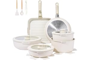 JEETEE Set Pentole Induzione 25 pezzi, Set Padelle Antiaderenti con Manici Rimovibili, Padelle 20/26cm, Padella Profonda 26cm, Casseruola 18/20cm, Padella Grill 26cm, Impilabile, Adatto ai Forni