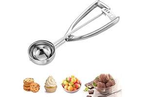 Cuillère à Glace, 5cm Cuillère à Glace en Acier 304 Inoxydable Cuillère à Glace avec Déclencheur, Professionnelle Crème Glacée Scoopers pour Fruits Glaces Aliments en Purée