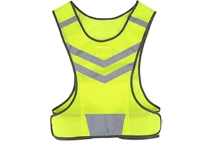 FILFEEL Chaleco reflectante de seguridad, capa ajustable de alta visibilidad con bolsillo interior para correr Equipos de seguridad deportiva Ropa de trabajo nocturna (tamaño L, amarillo fluorescente)