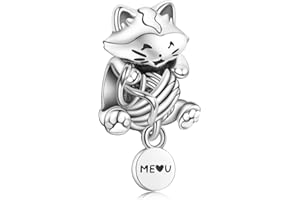Annmors Charm Argent Sterling 925 Chat Animal Amour Chien pour Femme Breloque Bracelets Colliers Pendentifs