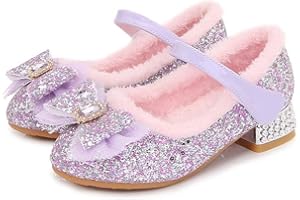 AQIYI Girls Princess Shoes Toddlers Sequin Sweet Bows Sandals Little Girls Party Pumps Sparkle Wedding Dress Shoes