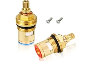WJMY Replacement Tap Heads 1/2" Ceramic Cartridge Brass Valve for Bathroom Kitchen Tap (1 Pair Hot & Cold)