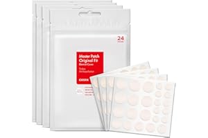 COSRX Master patch ajuste original, Parches absorbentes para granos, Tratamiento hidrocoloide para granos, Cubremanchas, 3 Tamaños Blanco 96 unidades (paquete de 4)