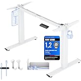 FLEXISPOT Electric Lift Desk Frame Desk, White | With 2 hooks, cable organizer and shelf, 4 memories, 5 year warranty for the