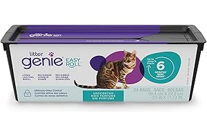 Litter Genie - Lot de 24 Sacs à Recharge Compatible Easy Roll - Technologie Anti-odeurs - Dure jusqu'à 6 Mois