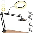 BROLAVIYA Overhead Video Mobile Stand with 10inch Ring Light, Metal Arm,1/4" Ball Head for Camera,Gopro,with Mobile Bracket and Flexible Clip Arm