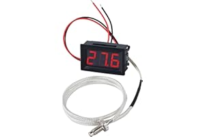 FBBULES LED Digital Thermometer mit K-Typ Thermoelementsonde Wasserdichtem -30-800℃ Thermometer DC 12V Mini Temperatur Tester für Aquarium Kühlschrank,Rot