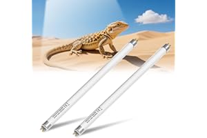 HeatingLux T5 10.0 UVB Reptile Bulb, UVA UVB Reptile Light 8W, 300mm/12in Reptile Vivarium Fluorescent Tube Light for Desert Reptiles, Bearded Dragons, Chameleon, Lizard and Snake Species, 2-Pack