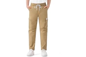 Csqtongan Pantaloni Cargo da Ragazzo Pantaloni da Jogging per Bambini Pantaloni da Lavoro con Elastico in Vita con Tasca con Cerniera