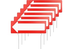 MEITAAT 6 Stück Rot Leere Pfeilschilder mit Pfählen 43x15 CM Gewellter Kunststoff Richtpfeil Schilder Blanko Hofschilder für Diy Hochzeit Wegweiser Geburtstag Party