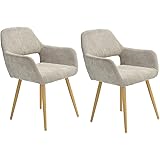 MEUBLE COSY Juego de 2 Sillas de Comedor Escandinavo Sillón Tapizado en Tela con Reposabrazos Patas Metálicas para Cocina Sal
