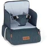 Jan&eacute; Booster Seat Baby Booster Seat, Portable Travel High Chair with Compartment, Secure Attachment, Up to 15 kg, Blue