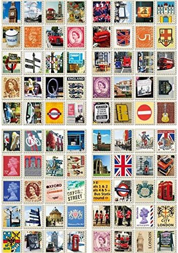 DaHanBL 4Sheets/Set London Sighseeing Diary Decorative Craft Stamp Stickers(Colorful)