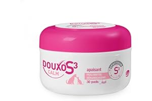 Douxo S3 Calm Pads, 30 Cotons imprégnés d'un Soin apaisant pour Chiens et Chats avec des Allergies, des démangeaisons ou des rougeurs