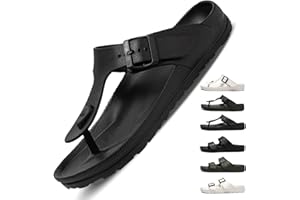 VEXITO Hausschuhe Pantoletten Zehentrnner Unisex Verstellbar mit Riemen Schnallen Weich Fußbett Gr. 35-44