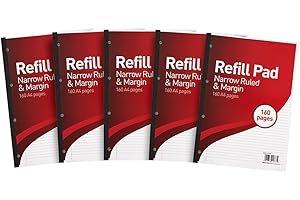 Hamelin Nachfüllblock, A4 6 mm, liniert, mit Rand 160 Pages, 5 Stück