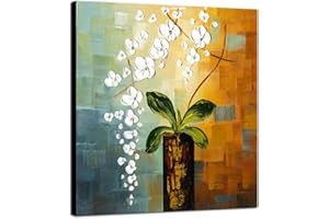 Wieco Art - Beauty of Life 100% Hand Painted Modern Flowers Artwork Abstract Floral Oil Paintings on Canvas Wall Art Ready to Hang for Living Room Bedroom Home Decorations Wall Decor