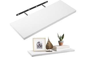 Peygre 1 styck svävande hylla, trä, vit, 40 x 15 x 1,5 cm | Vägghylla i trä, vit, dekorativ, för kök, kontor, sovrum, vardagsrum, väggboard, flytande hylla, 40 x 15 x 1,5 cm