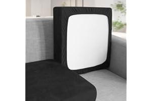 Teynewer Sofa Seat Cushion Cover, Sofa Cushion Slipcovers Stretch Velvet, Universal Non-Slip Couch Cushion Covers Replacement for Individual Cushion with Elastic Bottom (1 Seater, Black)